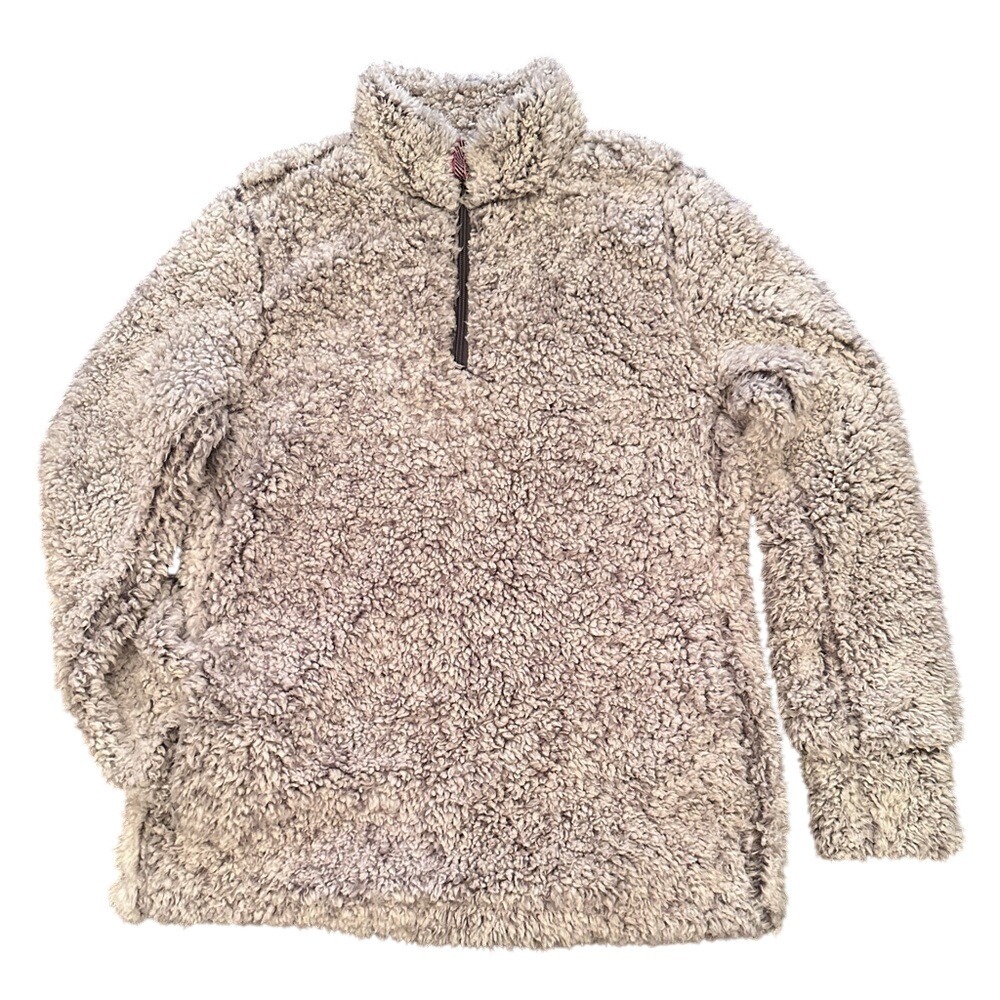 Weatherproof Vintage Sherpa Fleece Pullover Women Small Gray Excellent Cozy Zip